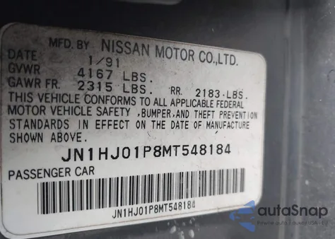 1991 Nissan Maxima from USA, damaged, VIN JN1HJ01P8MT548184